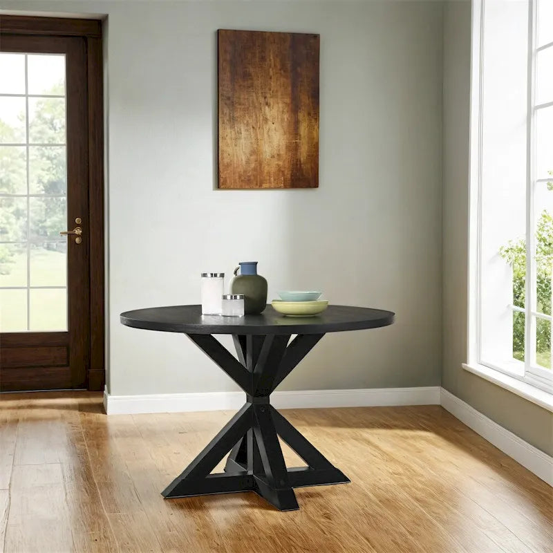 Cross-Buck Base Dining Table in Black