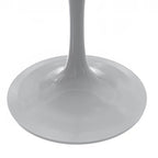 LeisureMod Verve Round Dining Table with White Resin TableTop and White Steel Base for Kitchen & Dining Room