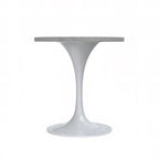 LeisureMod Verve Round Dining Table with White Resin TableTop and White Steel Base for Kitchen & Dining Room
