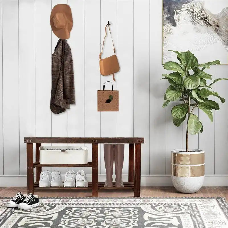 hoe Rack Bench for Entryway - 33.5D x 11.02W x 17.7H