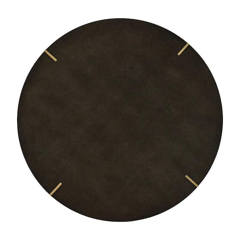 Vennesla Gold Finish Metal Dark Brown Faux Shagreen Round Table Set by iNSPIRE Q Bold