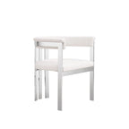 Cid Tayc 25 Inch Dining Chair, White Faux Leather, Stainless Steel Frame