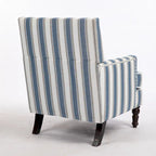 Linen Armchair with Blue and White Striped
