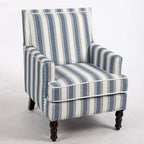 Linen Armchair with Blue and White Striped