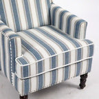 Linen Armchair with Blue and White Striped