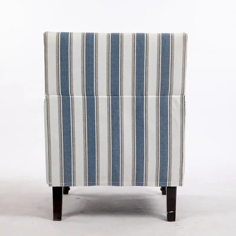 Linen Armchair with Blue and White Striped