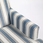 Linen Armchair with Blue and White Striped
