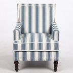 Linen Armchair with Blue and White Striped