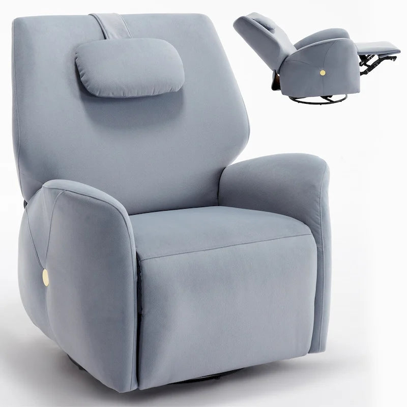 Swivel & Rocker Power Recliner Chair with Lumbar and Neck Support Pillow, USB, Type-C Ports