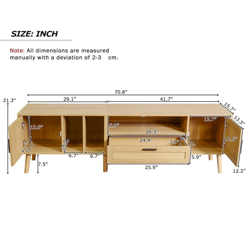 TV Stand for TVs up to 80 with Solid Wood Legs and Ample Storage Space