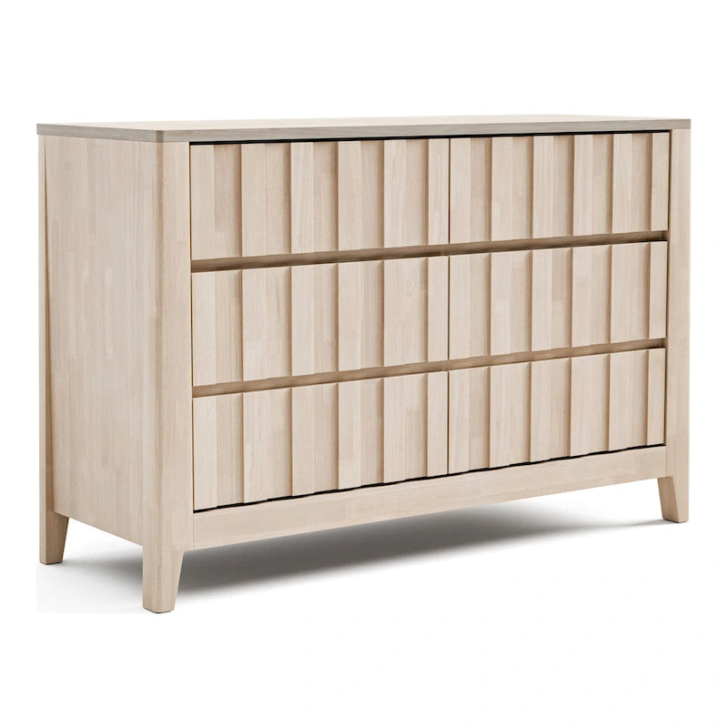 Furniture of America Seren Mid-Century Modern Off-White Solid Wood 6-Drawer Double Dresser