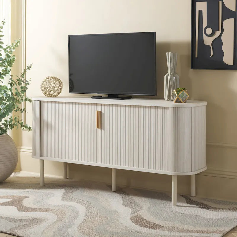 SAFAVIEH Home Tealla 2 Tambour Door Sideboard/Media Stand. - 63Wx18Dx32H