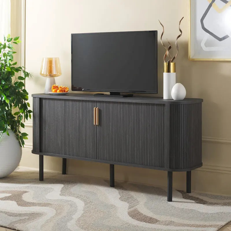 SAFAVIEH Home Tealla 2 Tambour Door Sideboard/Media Stand. - 63Wx18Dx32H
